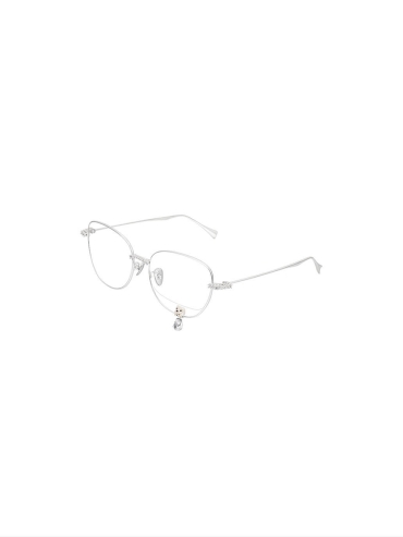 Silver Velvet Bear Pendant Glasses with Gem Accents