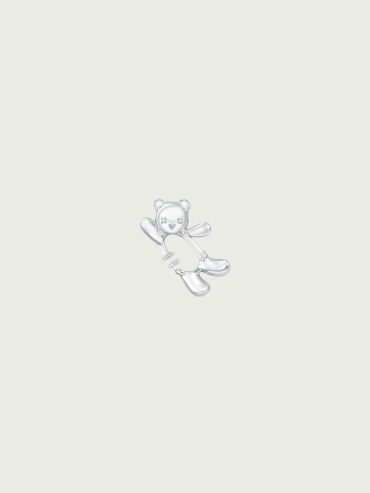 Silver Waving Bear Spring Ear Cuff- Single Left