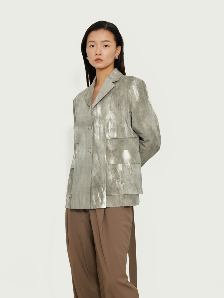Grey Tie-dye Blazer