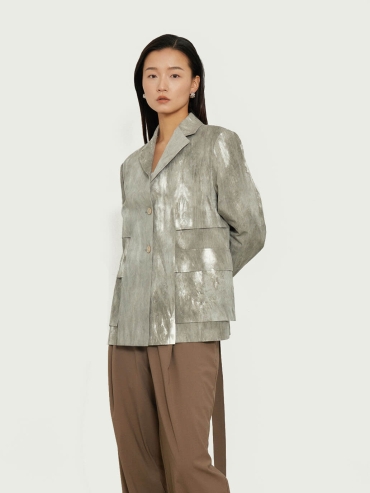Grey Tie-dye Blazer