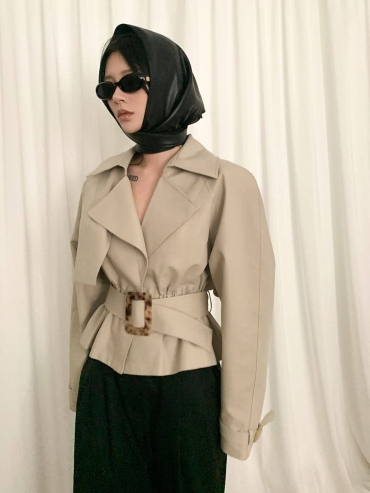 Black Leather Triangle Hair Scarf