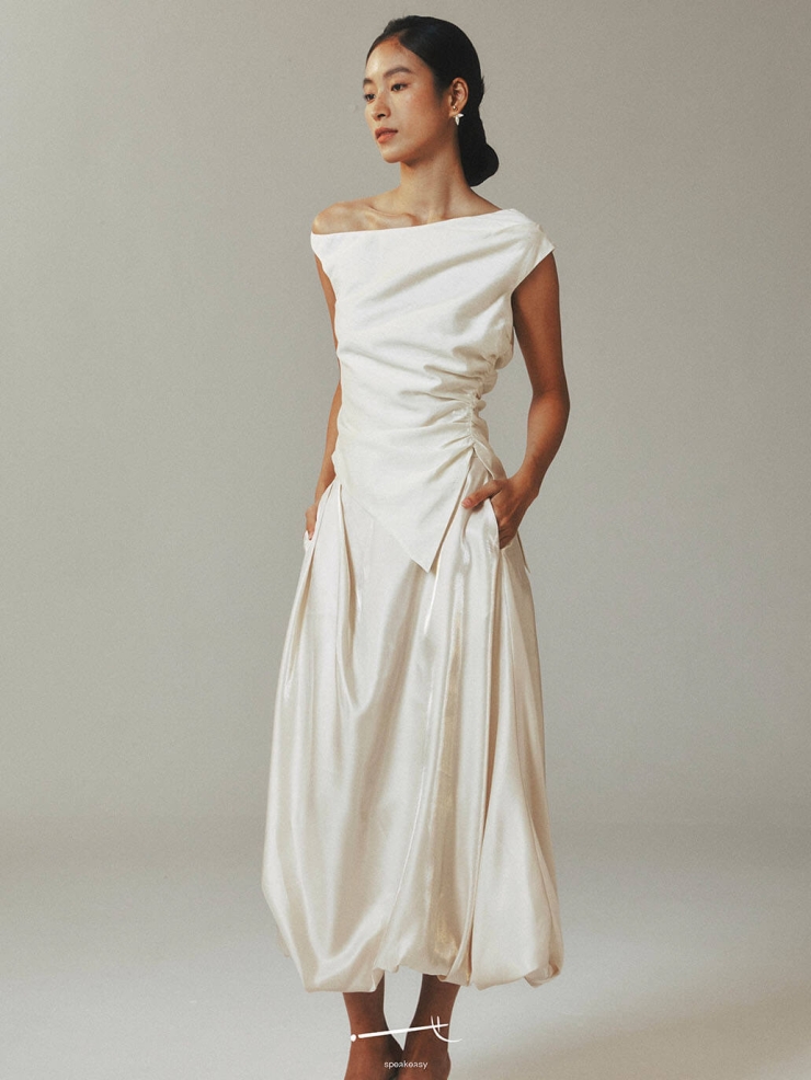 Asymmetrical Shoulder Linen Top