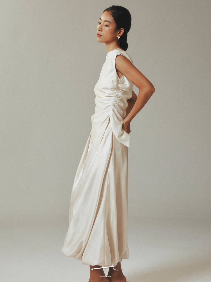 Asymmetrical Shoulder Linen Top