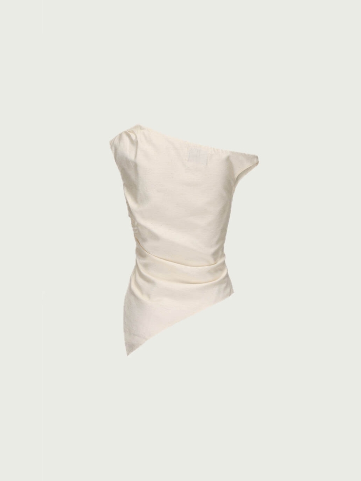 Asymmetrical Shoulder Linen Top