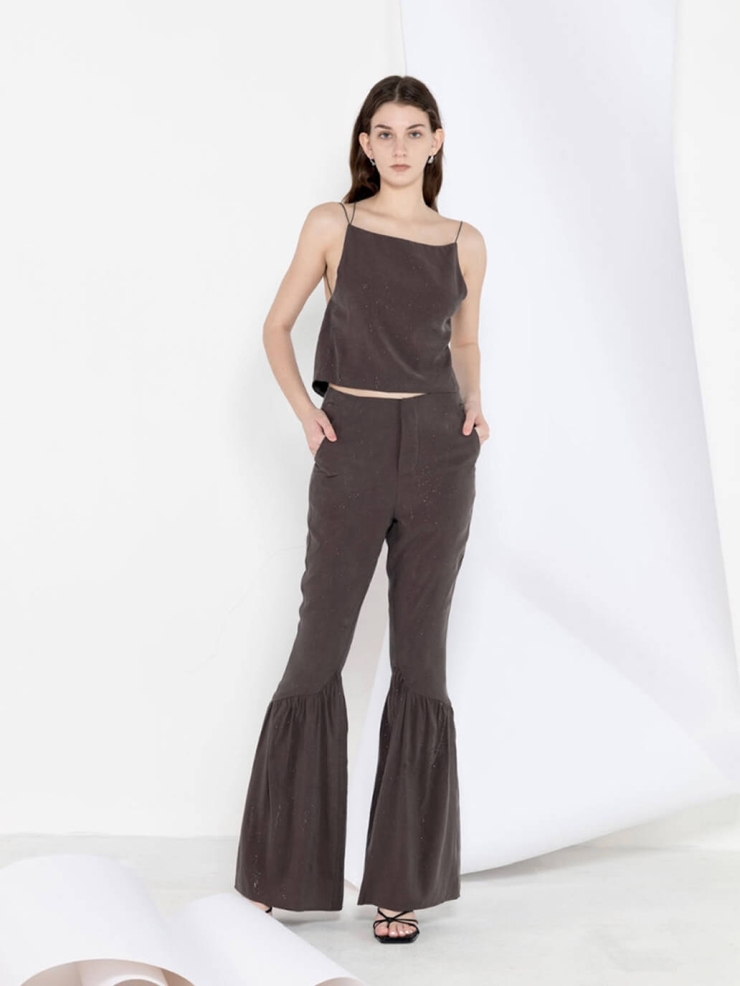 Starry Tencel Pleated Flared Pants