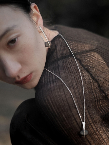 Silver Hollow Orb Long Necklace