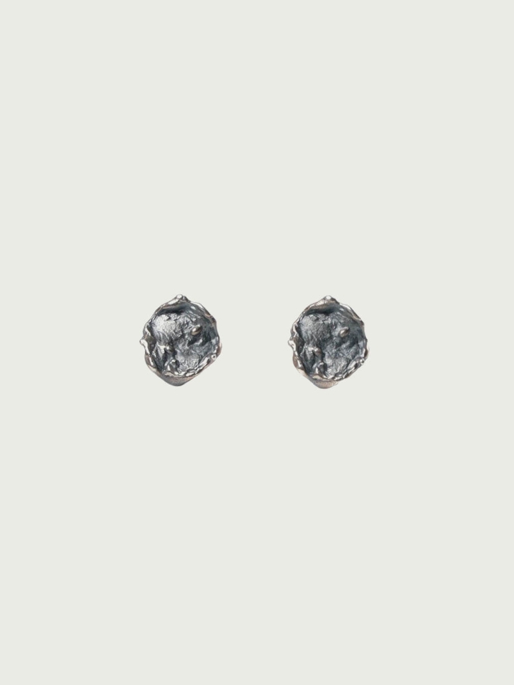 Black silver texture earrings