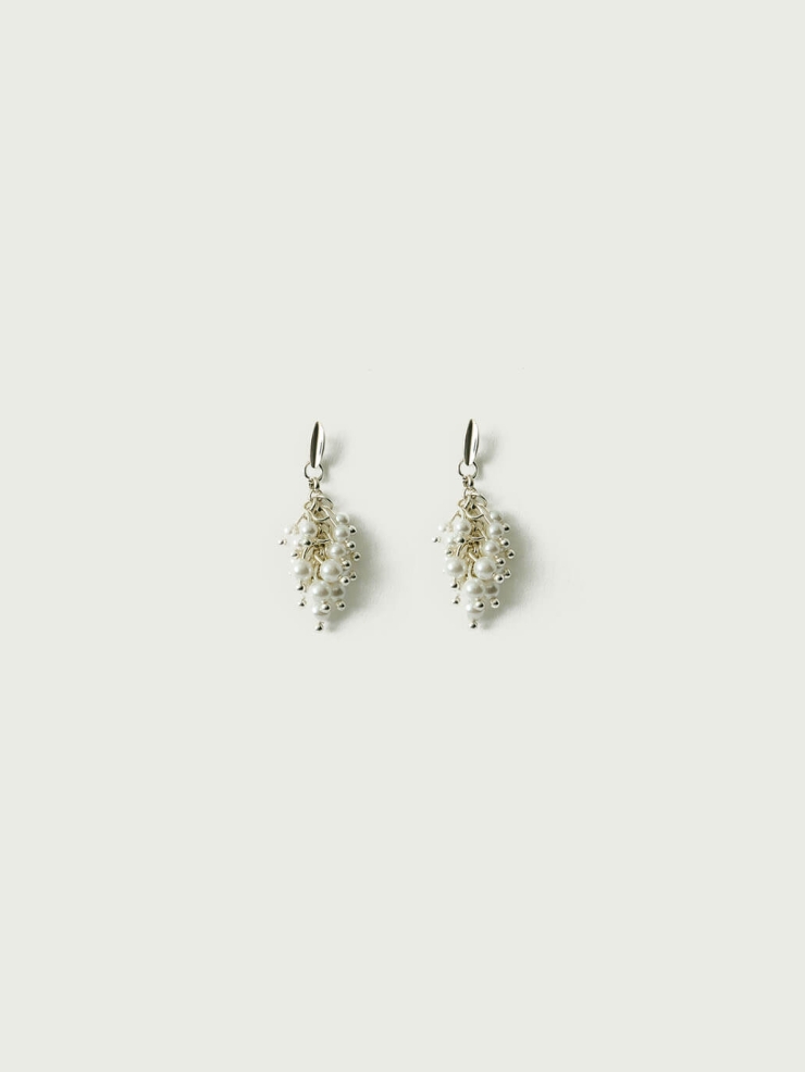 Silver Plum Berry Pearl Earrings