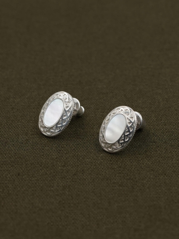 White Mirror Of Green Earrings
