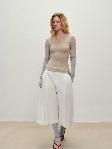 Grey Patchwork Tops