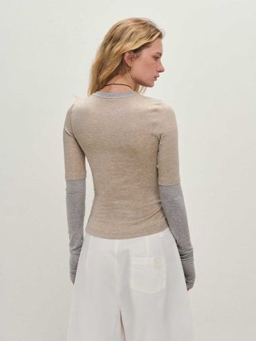 Grey Patchwork Tops