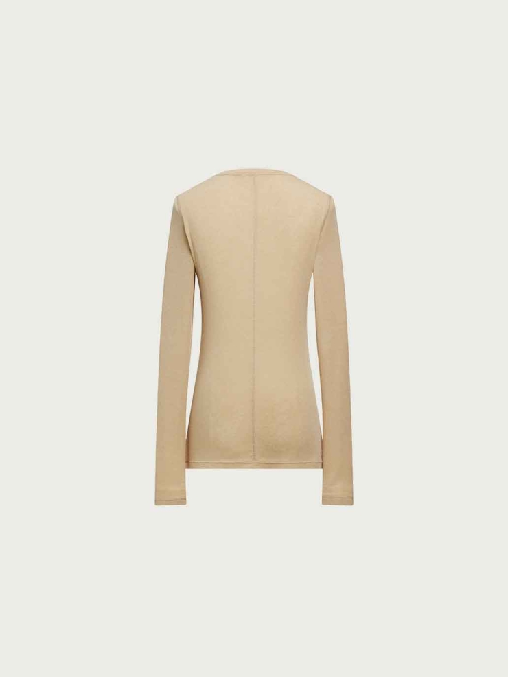 Yellow Fitted Embroidered Base Layer Top