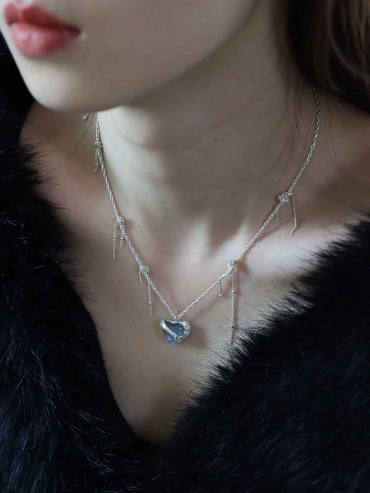Mini Blue Heart Necklace