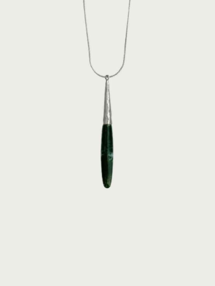 Silver Heirloom Necklace with Moss Agate