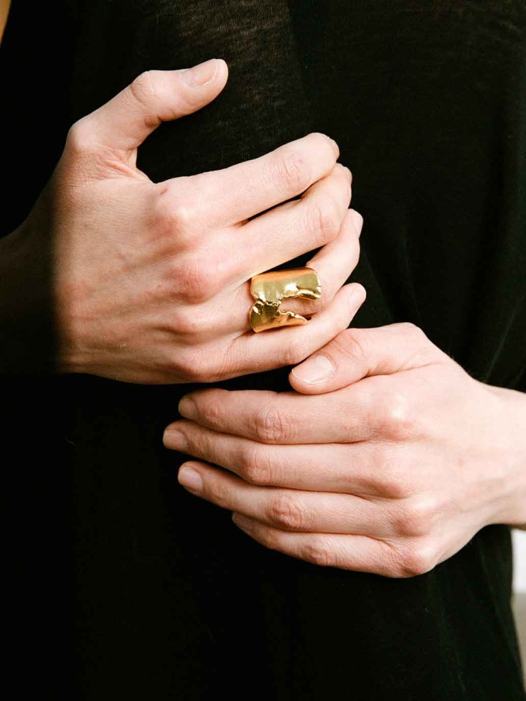 Gold Bark Ring