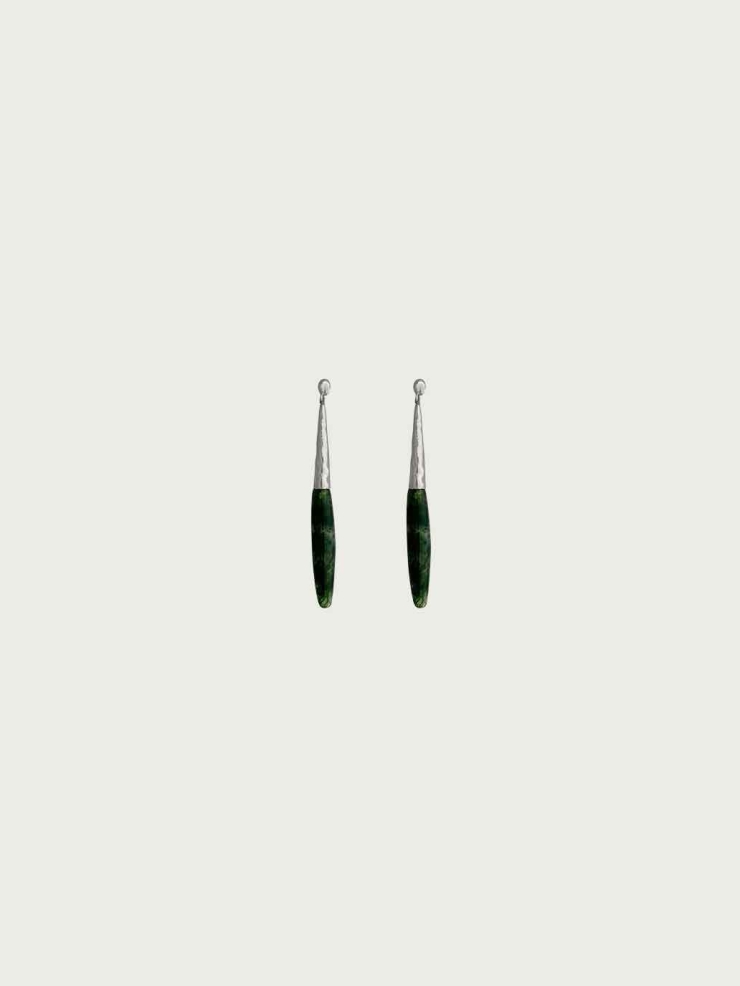 Silver Heirloom Earrings with Moss Agate
