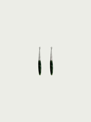 Silver Heirloom Earrings with Moss Agate
