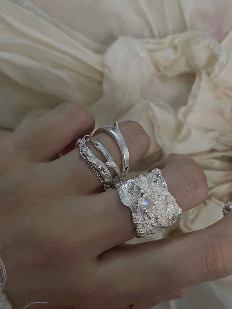 Silver Ocean Texture Ring