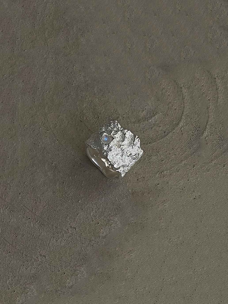 Silver Ocean Texture Ring