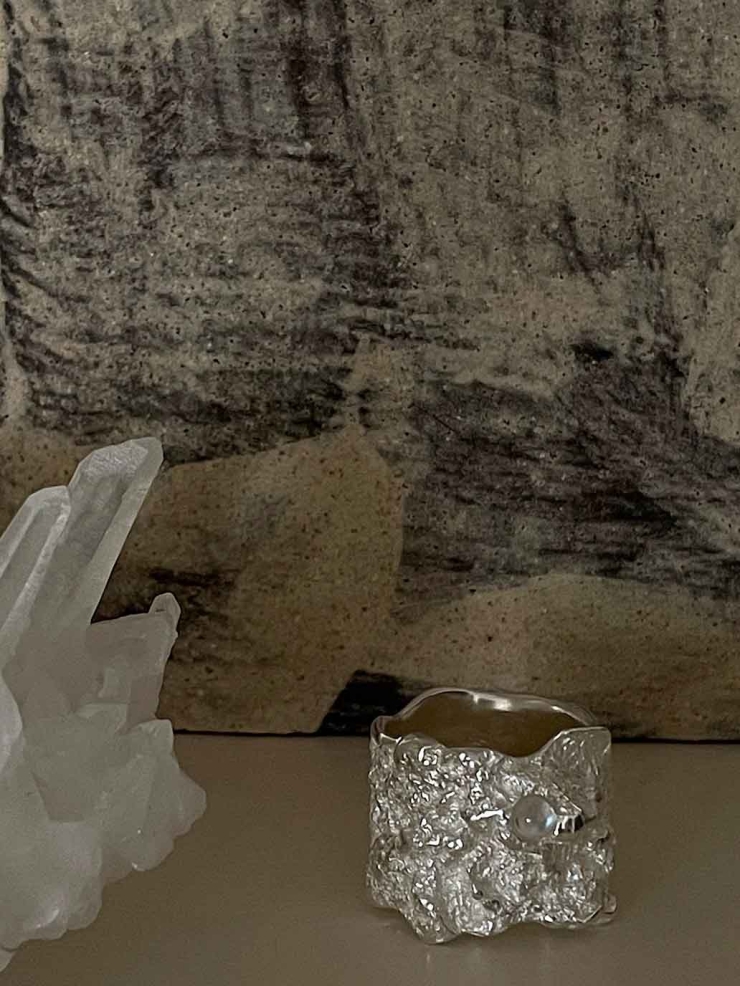 Silver Ocean Texture Ring