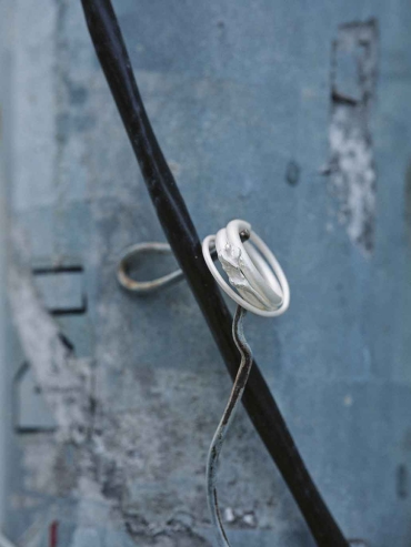 Silver Bud Line Ring