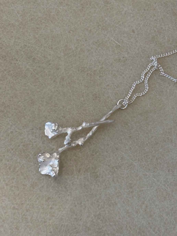 Silver Double Flower Pendant