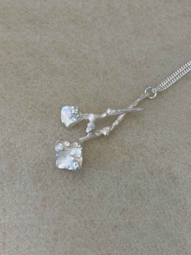 Silver Double Flower Pendant