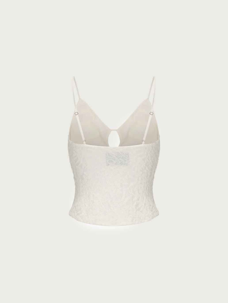 Ivory Lace Ruched Tank Top