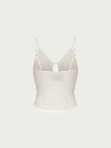 Ivory Lace Ruched Tank Top