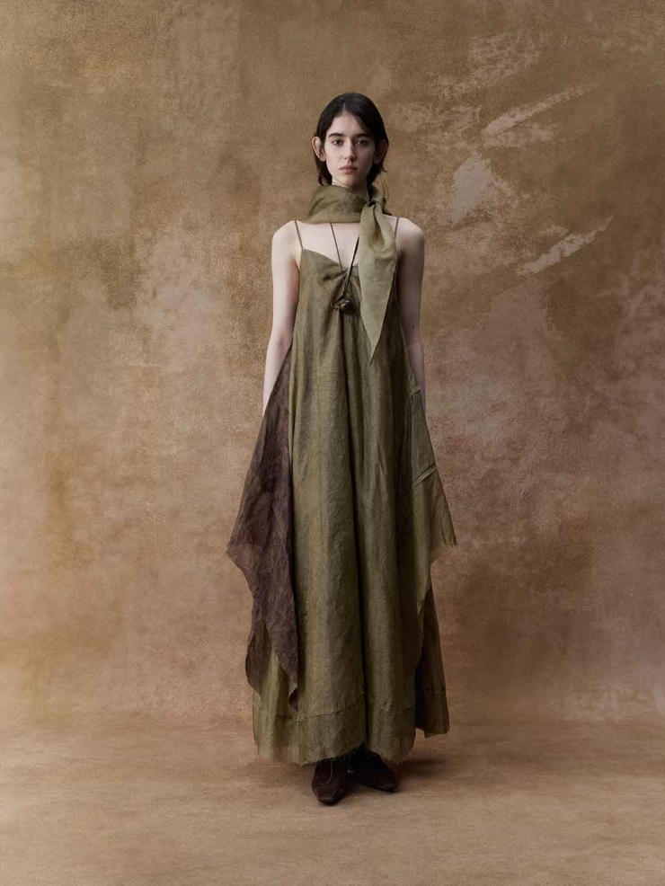 Brown Colorblock Print Dress