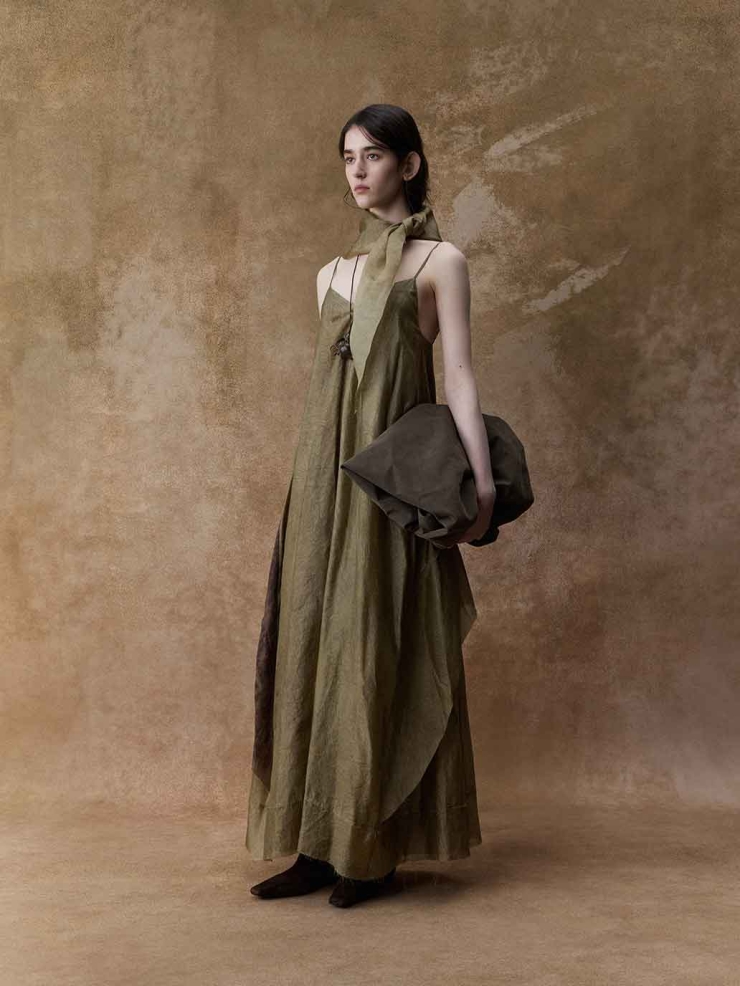 Brown Colorblock Print Dress