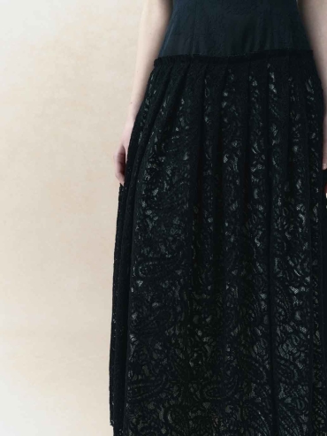 Black Square-Neck Low-Waist Tiered Dress