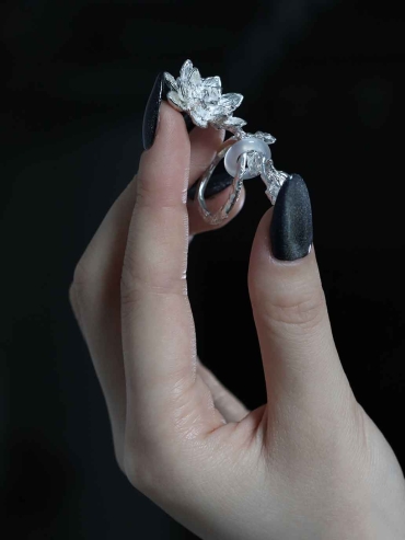 Silver Lotus-Inspired Ring