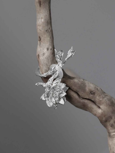 Silver Lotus-Inspired Ring