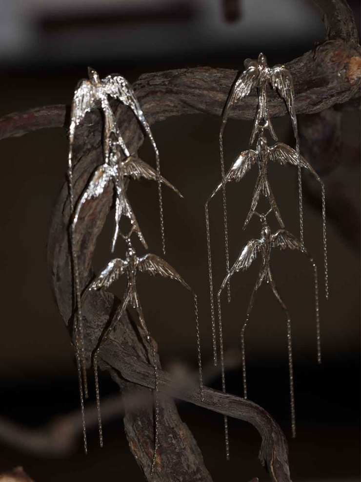 Silver Swallow Trail Stud Earring - Single