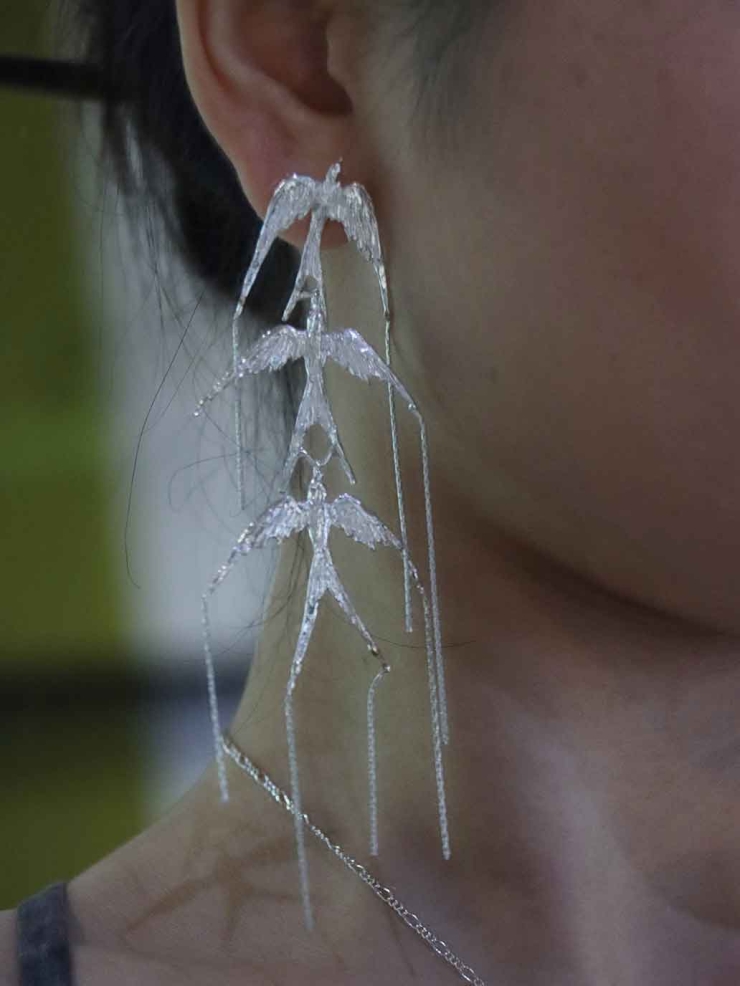 Silver Swallow Trail Stud Earring - Single