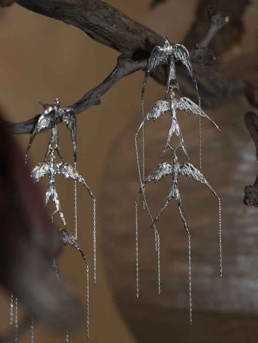 Silver Swallow Trail Stud Earring - Single