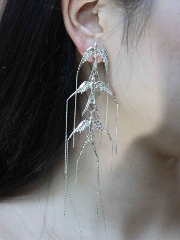 Silver Swallow Trail Stud Earring - Single