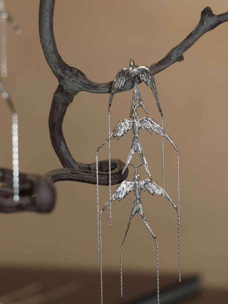 Silver Swallow Trail Stud Earring - Single