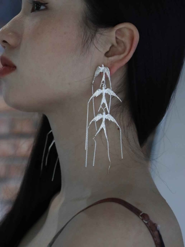 Silver Swallow Trail Stud Earring - Single