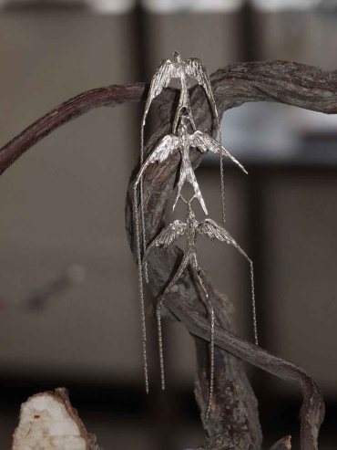 Silver Swallow Trail Stud Earring - Single