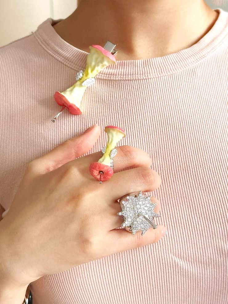 Pink Apple Core Ring