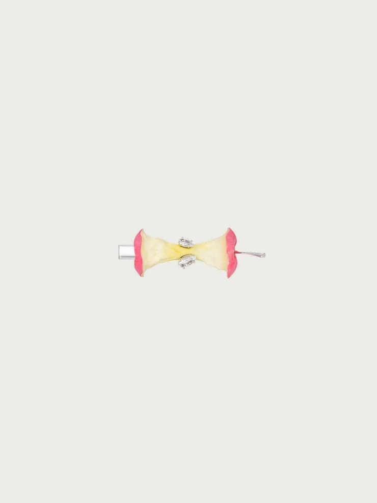 Pink Apple Core Hair Clip