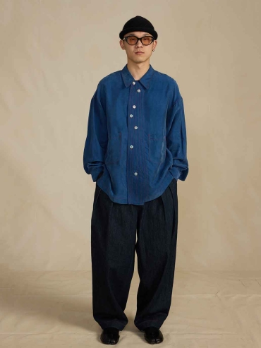 Navy Relaxed-fit Denim Pants