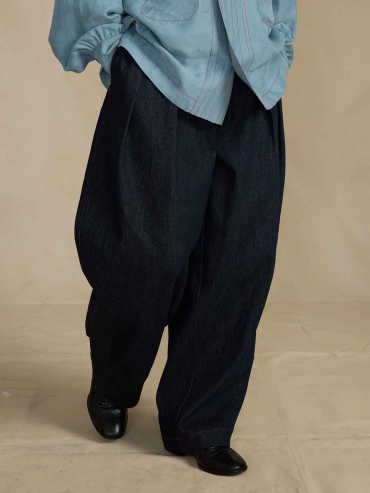 Navy Relaxed-fit Denim Pants