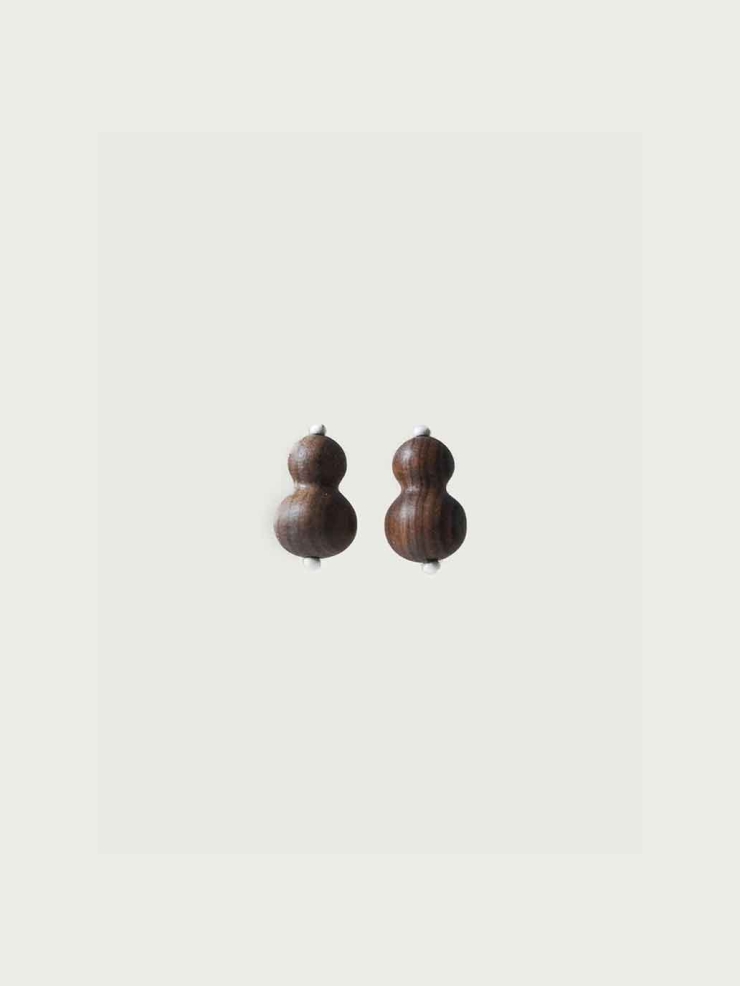 Wishful Gourd, Medium Zebra Wood Sterling  Silver Stud Earrings