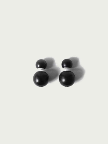 Compounded Large  Orb  Earrings in  Ebony  Wood