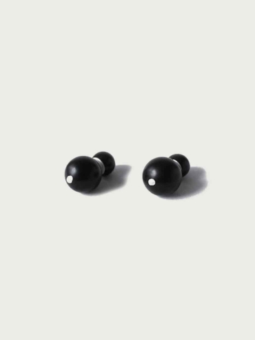 Compounded Large  Orb  Earrings in  Ebony  Wood