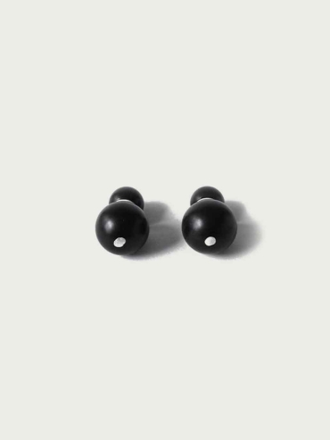 Compounded Large  Orb  Earrings in  Ebony  Wood