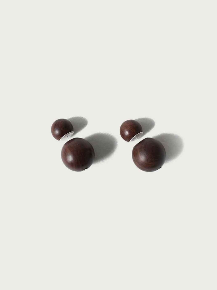 Compounded Large  Orb  Earrings in  Zebra  Wood